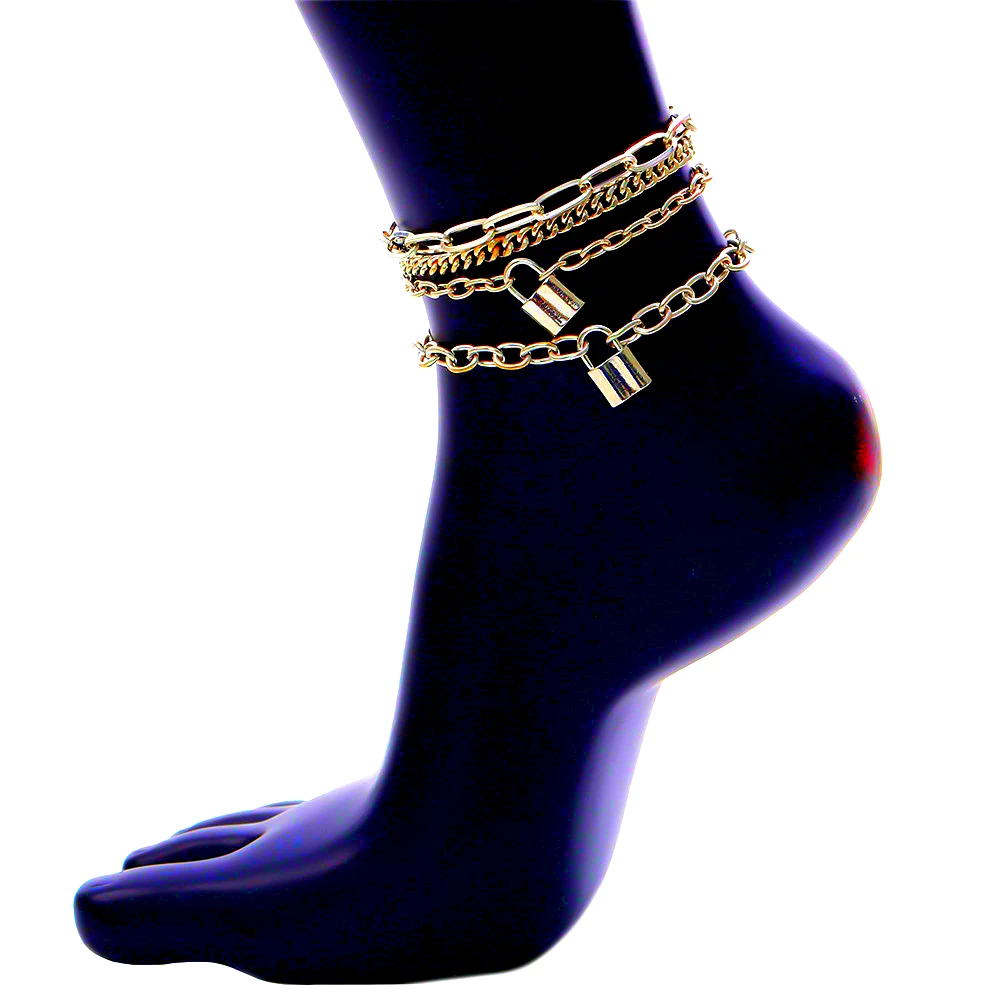 Boho Летний Пляжный Золотой Серебряный цвет цепочка с замком многоуровневый