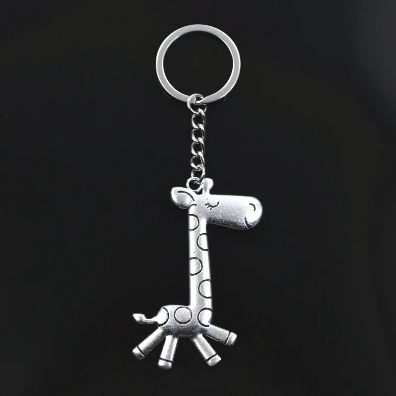 

New Fashion Keychain 66x36mm Running Giraffe Deer Pendants DIY Men Bronze Silver Color Car Key Chain Ring Holder Souvenir Gift