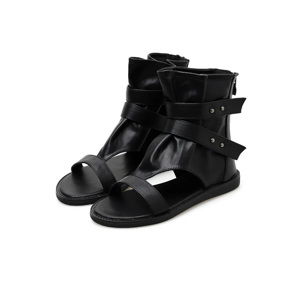 

2021 Summer Beige Heeled Sandals Low-Heeled Shoes With Strap Buckle Open Toe Black Flat Fashion Low-heeled Girls New Closed Comf