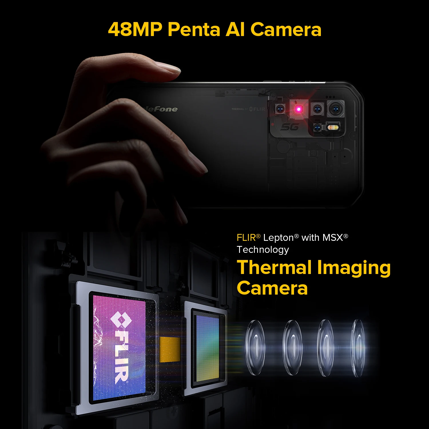 Cena Osłona Ulefone 11T 5G FLIR®Kamera Termowizyjna Wytrzymały Telefon Komórkowy Android 11 8GB 256GB Smartphone Wodoodporny Telefon Komórkowy