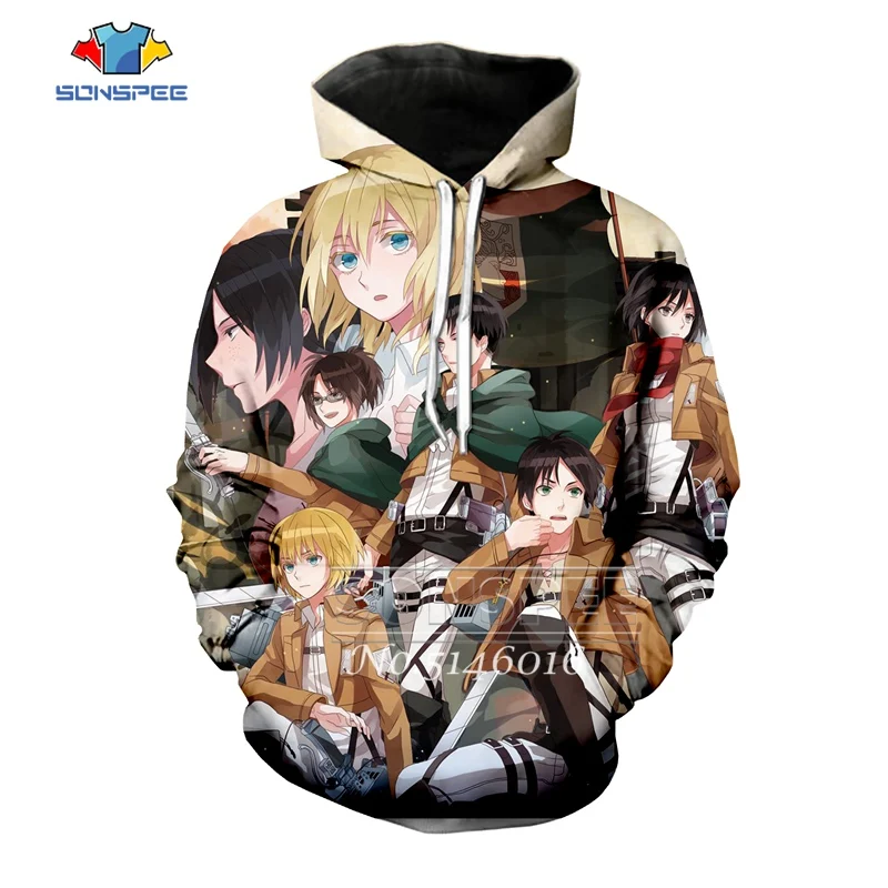 SONSPE/футболка с 3D принтом аниме атака на Титанов топ унисекс