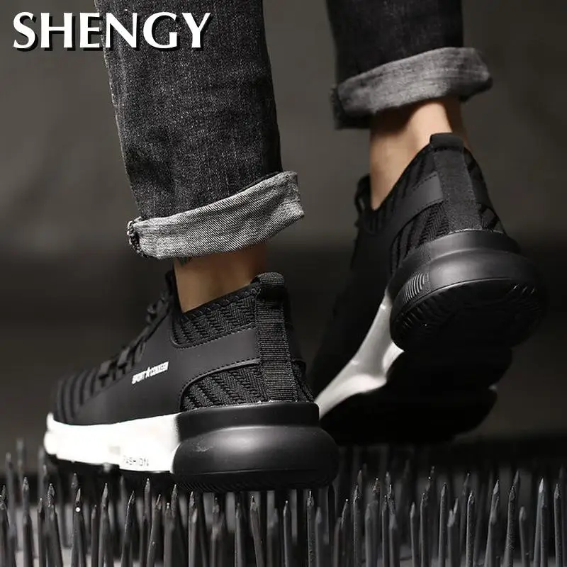 2020 Men Casual Shoes Male Man Sneakers Mesh Breathable Light Steel Toecap Work Safe Protect Zapatos De Hombres Tenis |