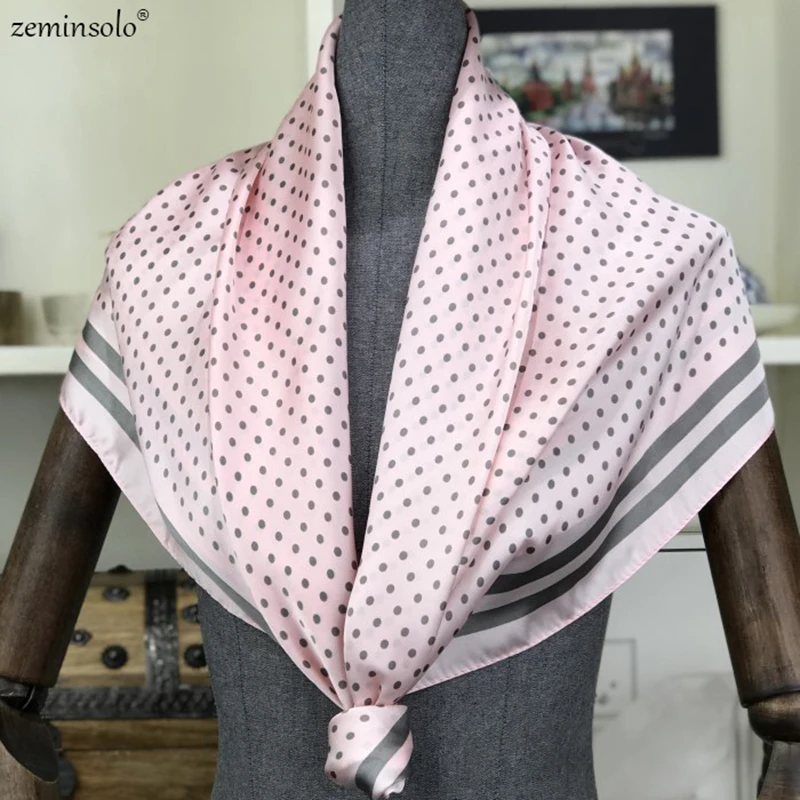 2020 новый модный шарф бандана квадратный атласный в горошек Шелковый шейный