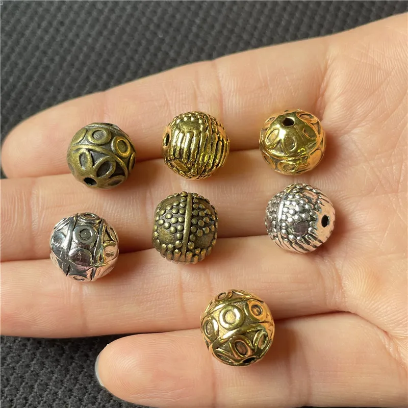 JunKang 10pcs 12mm solid beads with pitting pattern DIY handmade necklaces, bracelet spacer wholesale jewelry connectors