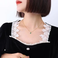 yaonuan trendy green zircon pendant titanium steel gold plated necklace for women clavicle beads chain hot sale fashion jewelry