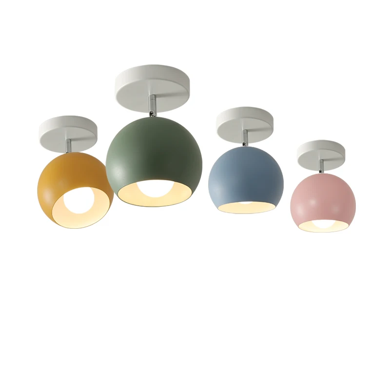 Macarons Ceiling Lamp Nordic Minimalist Round E27 LED Corridor colorful Porch Staircase Aisle color Wrought Iron Home Lighting | Освещение