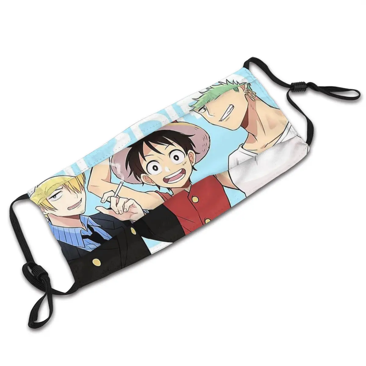 

One Piece Strongest 3 Luffy Zoro Sanji Reusable Mouth Face Mask Anti Haze Dust Mask With Filters Protection Cover Respirator