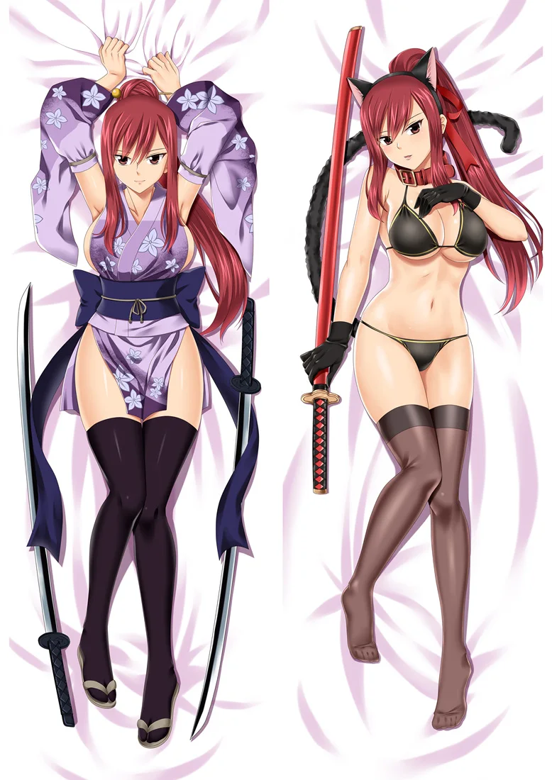 

2019-February update Japan Anime FAIRY TAIL Lucy Heartfilia Erza Scarlet Hugging Body Pillow Cover Dakimakura Body Pillow Case