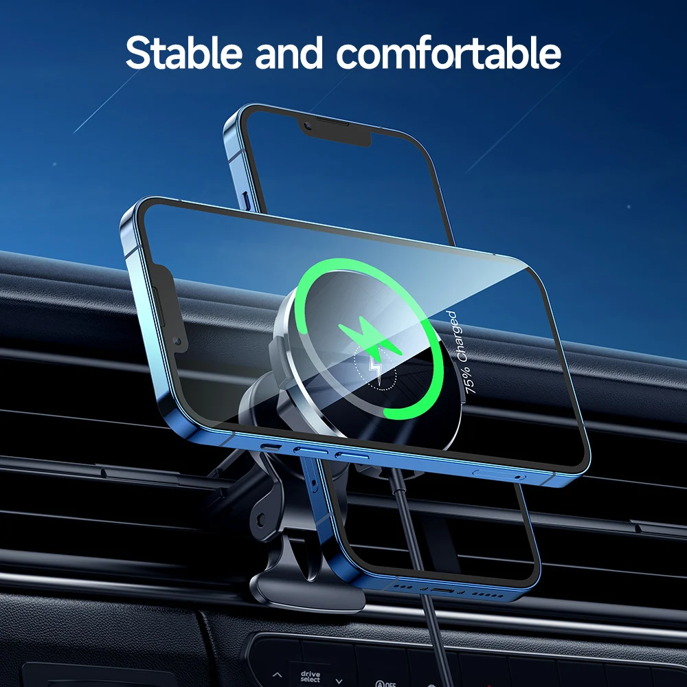 hoco 2in1 magnetic wireless car charger mount for iphone 13 12 pro max 12 13 15w magnetic fast charging airvent car phone holder free global shipping