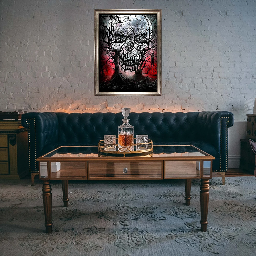 Набор для алмазной вышивки 5D крестиком с черепом и деревом взрослых детей полное