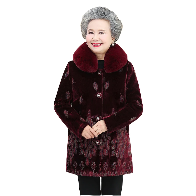 Mom Imitation Mink Velvet Jackets Women Autumn Winter Warm Jacket Female Thick Woolen Coat Medium Long Size 5XL Loose Overcome