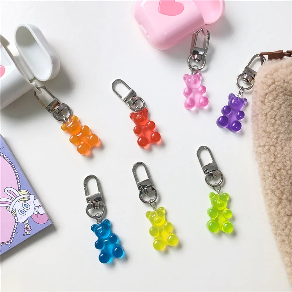 Cute Resin Gummy Bear Keychain For Woman Candy Color Animal Charms Keyring Girls Earphone Cover Jewelry Wedding Gifts | Украшения и
