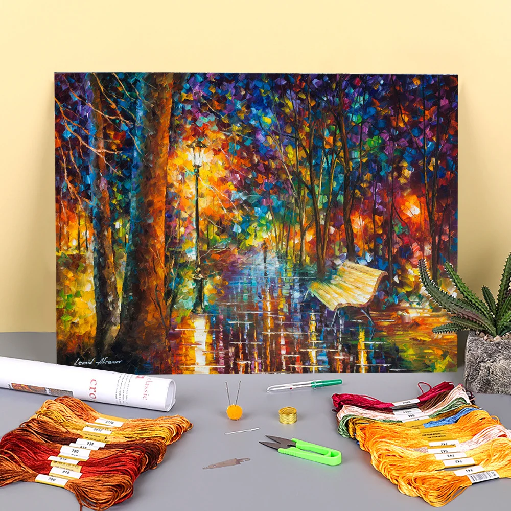 

Набор для вышивки крестиком 11CT, рисунок ночной смайлической расцветки, DMC нитки, хобби, рукоделие, подсчет ювелирных изделий