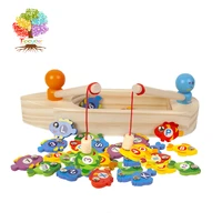 treeyear wooden fishing game montessori toys for toddlers magnetic boat shape fishing toy fine motor skill learning