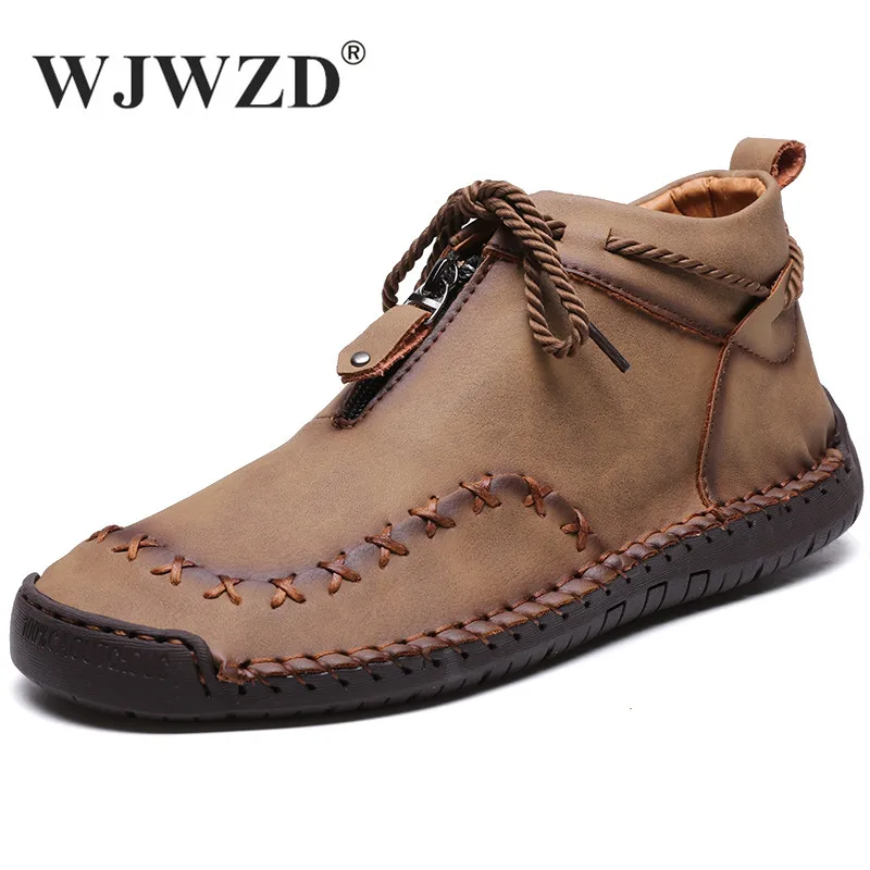

High Quality Men Boots Fashion Metal Zipper Shoes Men Vintage Ankle Boots Comfortable Luxury Brand Moccasion Men Designer Boots