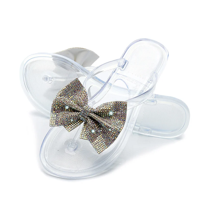 Женские летние тапочки с украшением в виде кристаллов Повседневные Женская