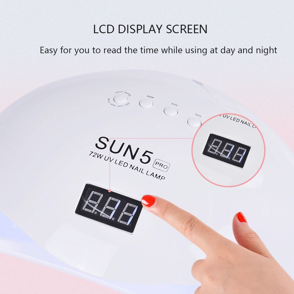 SUN5 Pro 72 Вт УФ лампа светодиодный лампа для ногтей Сушилка для ногтей для всех гели от солнца светильник инфракрасного зондирования 10/30/60s Timer смарт-лампа для маникюра