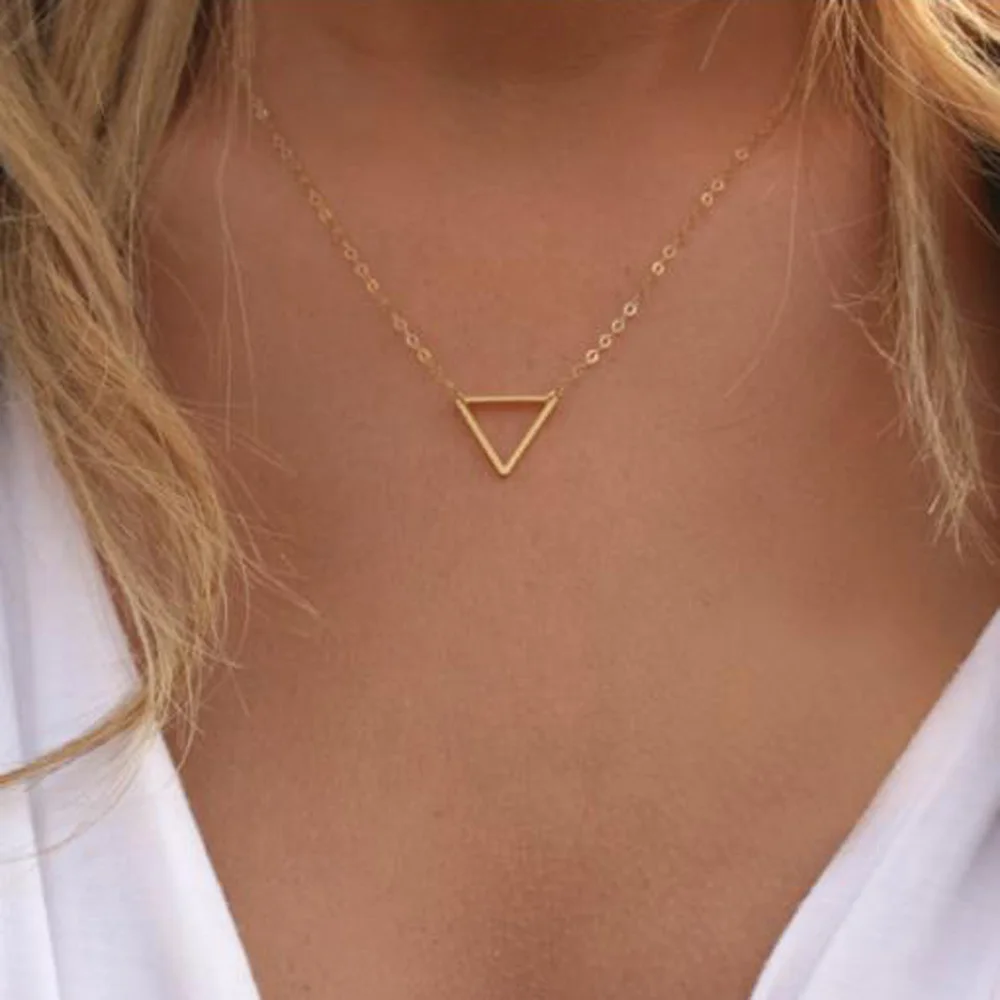 

NEW Simple Chains Necklaces Triangle Necklace Delicate Minimal Triangle Necklace For Women Charm Necklace