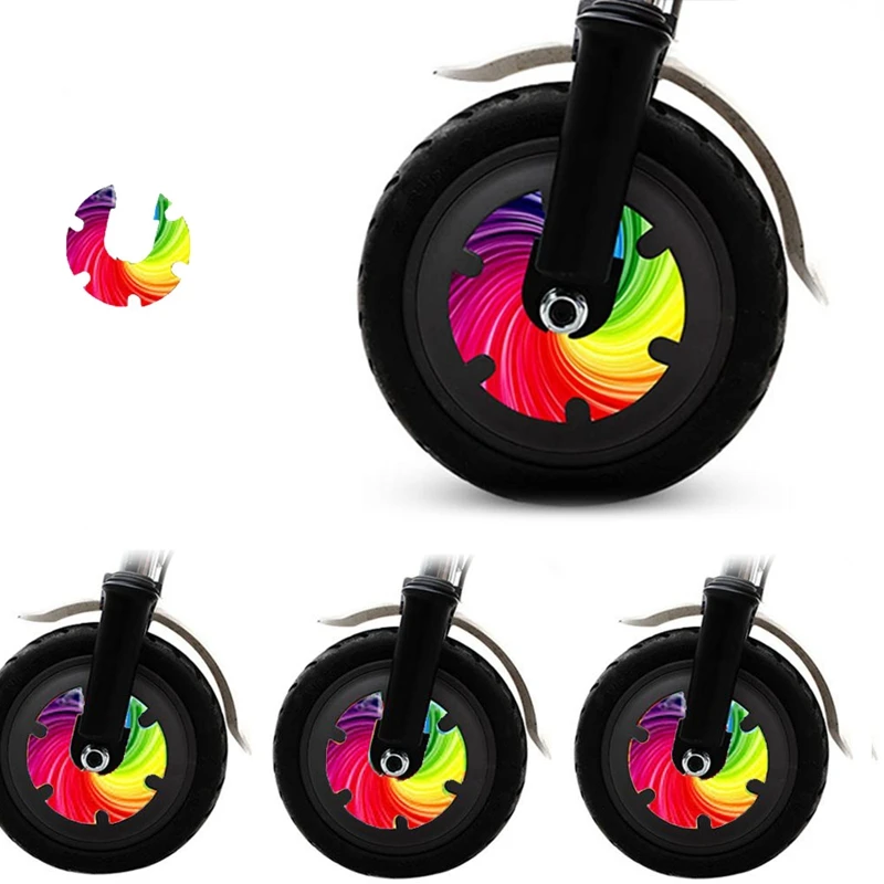 Наклейка на переднее колесо электроскутера многоцветная водонепроницаемая