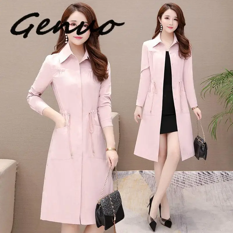 

Genuo 2019 New Casual Women Long Trench Coat 2019 New Spring Korean Style Oversize Khaki Windbreaker Female