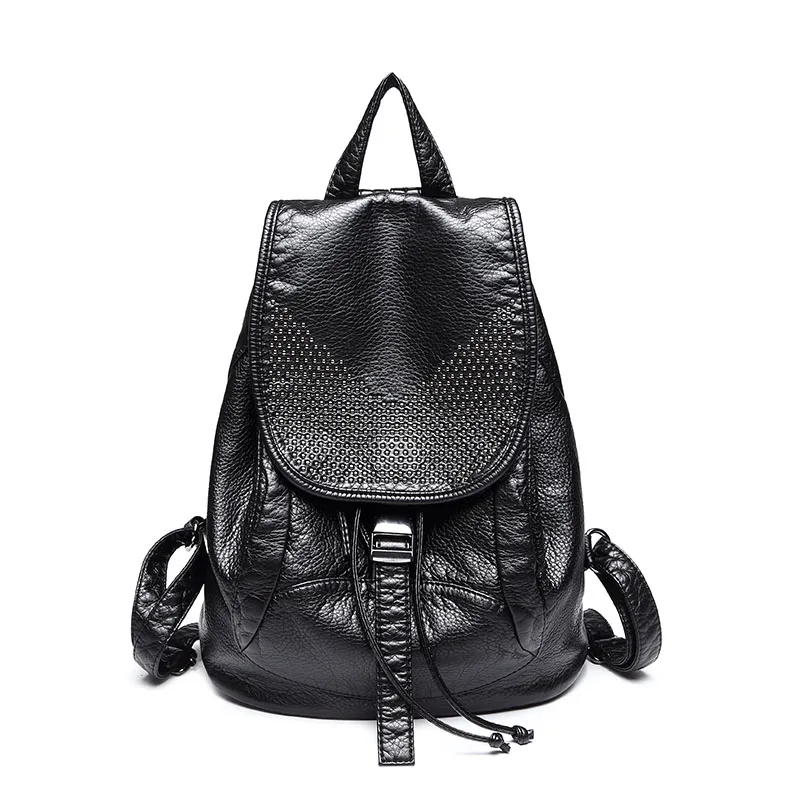 

2021 New Trendy Backpack Female Casual School Bag Business Trip Short-distance Travel Bag Unisex Soft Leather Student Backpack