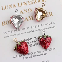 10plot 1926mm fashion enamel strawberry charms gold silver color tone fruit oil drop charm pendants for jewelry diy