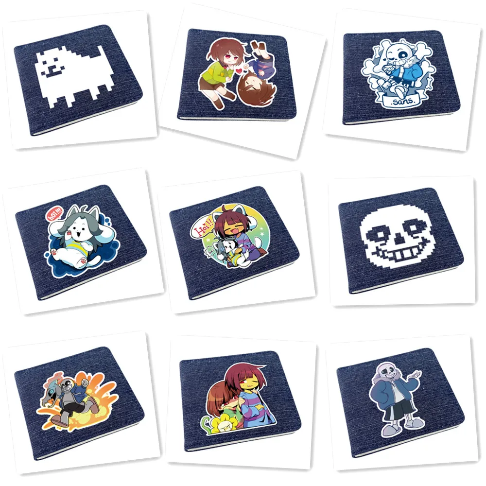 Мужской короткий кошелек Undertale синий на молнии мужской унисекс ID/кредитный