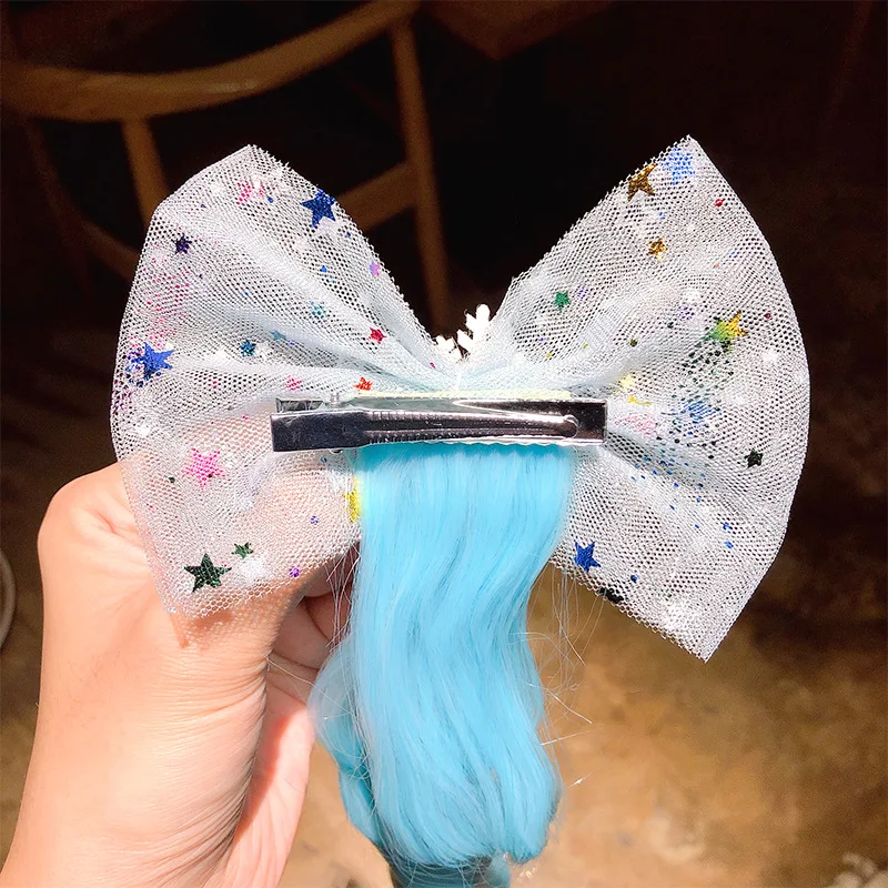 

Women Girls Snowflake Bow Knot Hair Clips Hair Accessories Princess Wig Hairpin Girls Cartoon Hairpin Clip Little Headdress