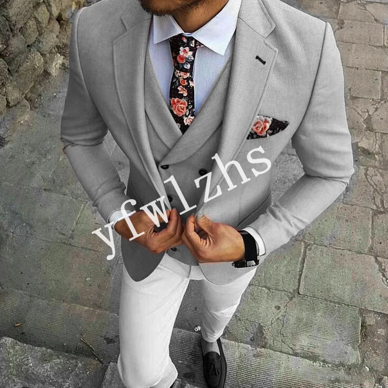 

New Arrival One Button Groomsmen Notch Lapel Groom Tuxedos Men Suits Wedding/Prom Best Man Blazer ( Jacket+Pants+Vest+Tie) B337