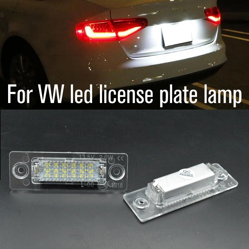 2Pcs 12V LED Canbus Car License Plate Light Lamps For VW Touran Golf Caddy Jetta MK5 T5 Passat Cimousint For SKODA Super B