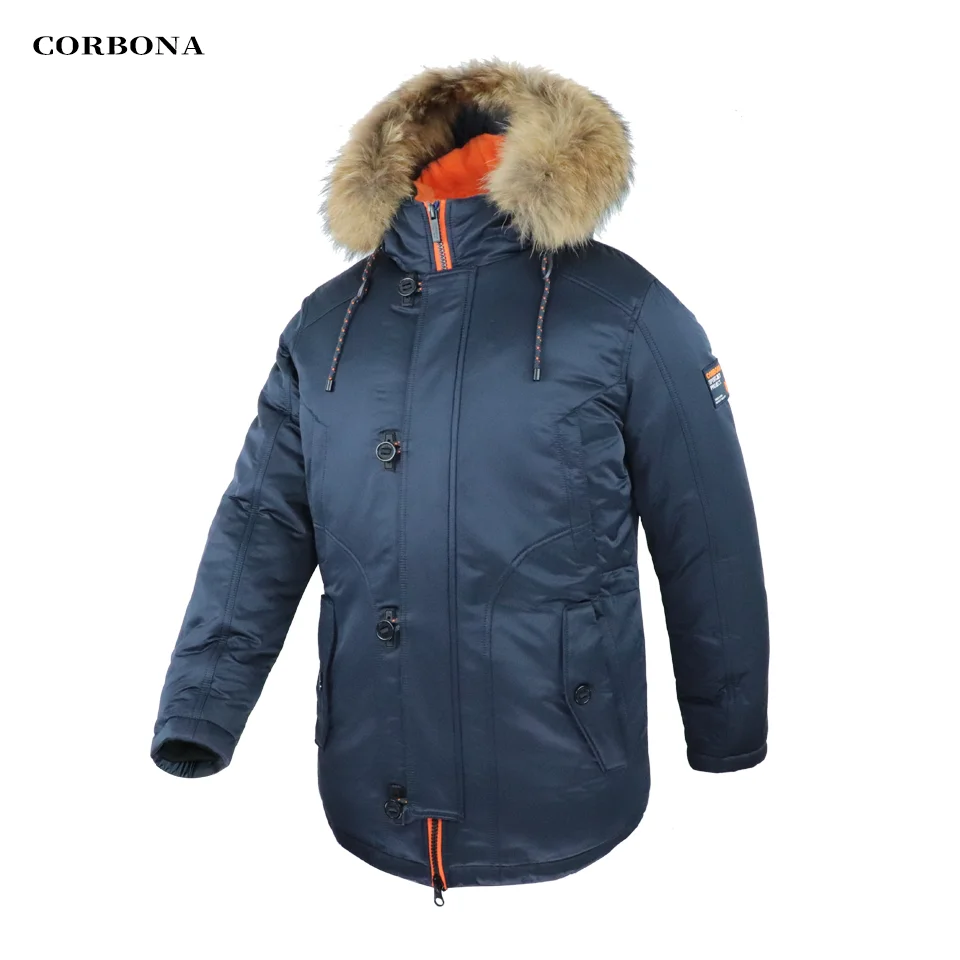 

CORBONA N3B Type Winter Parka Men's Coat Long Oversize Real Fur Hood Military Army Male Jackets Padded Fleece Brand Cloths 2021
