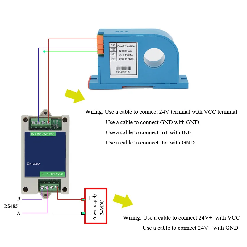 AC 0 20A 30A 50A 100A 200A 4 20mA выход Ампер передатчик с RS485 связи трансформатор переменного