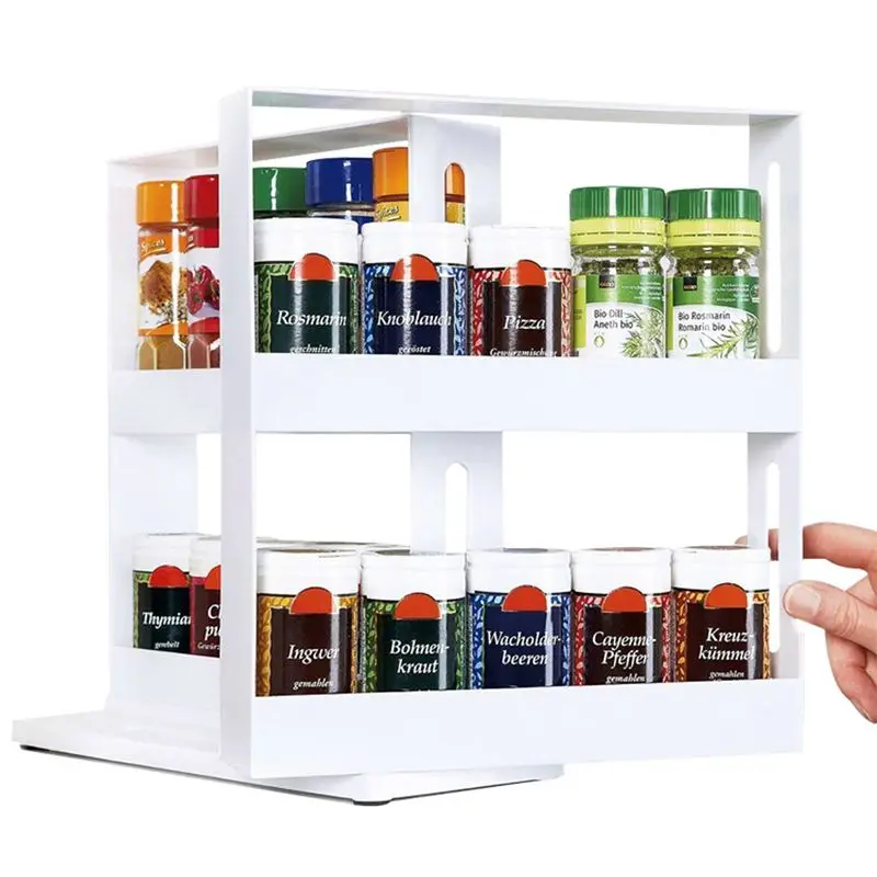 

Kitchen Seasoning Rotating Storage Shelf Multi-Function Spice Organizer Racks Double Food Cabinet Box Home Organization Tools