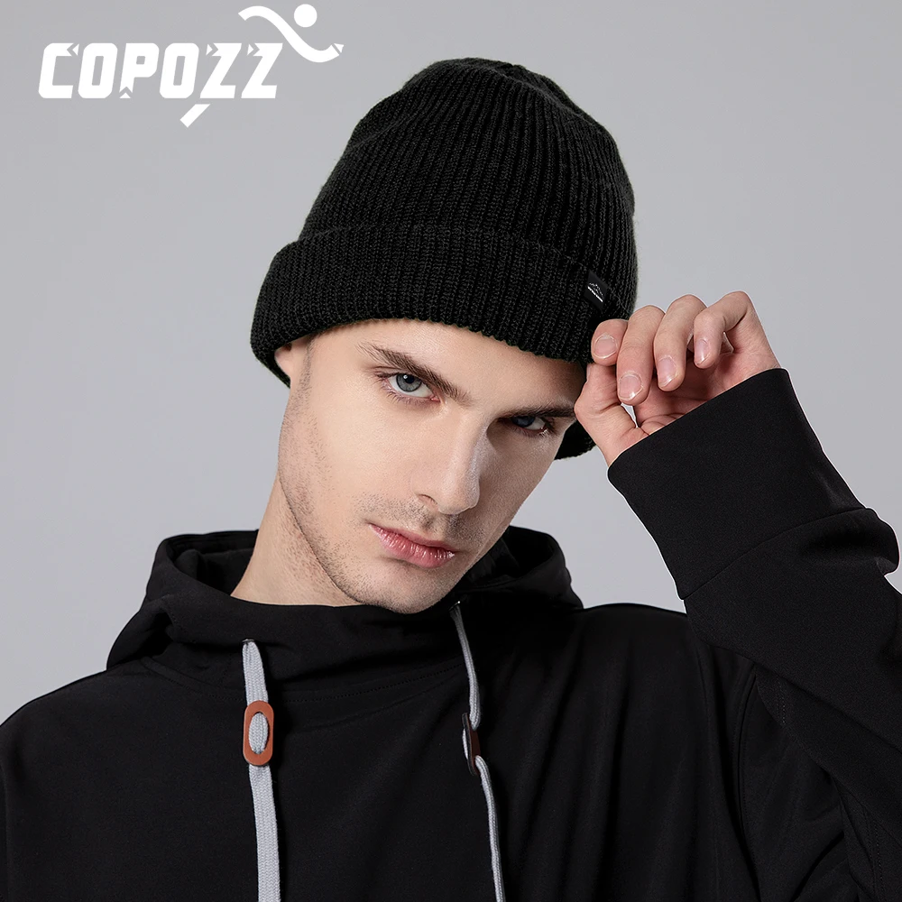 2022 New Winter Windproof Ski Knitted Cap Unisex Solid Color Wool Warm Thick Casual Hedging Cap Ski Beanies Hats for Men Women