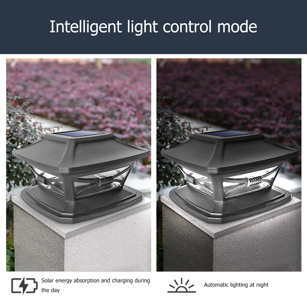 

Светодиодный столб на солнечной батарее, уличный садовый светильник для забора, двора, освещение Крышки столба, водонепроницасветодиодный ...