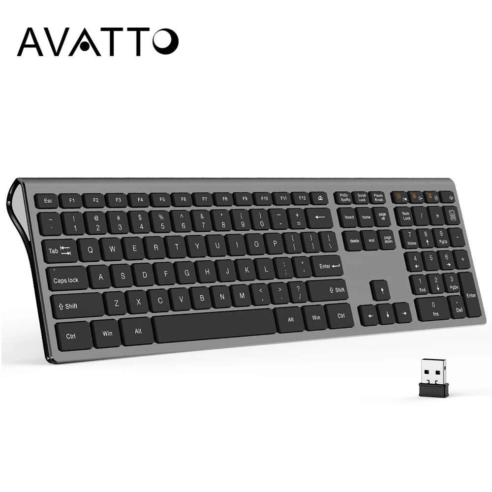 AVATTO 109 клавиш полноразмерная 2 4G Беспроводная клавиатура ультратонкая с
