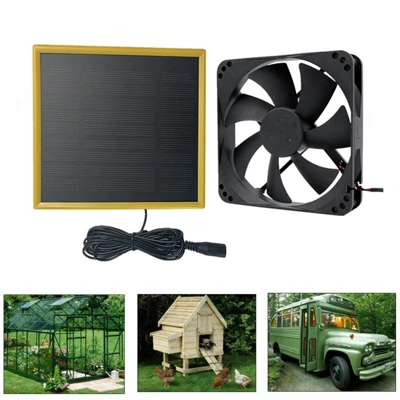 12V 5W Solar Exhaust Fan Air Extractor 5.6Inch Mini Ventilator Panel Powered For Dog Chicken House Greenhouse | Бытовая техника