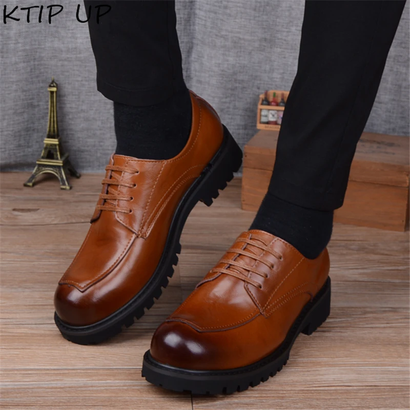 Мужские деловые повседневные кожаные туфли коричневые классические из