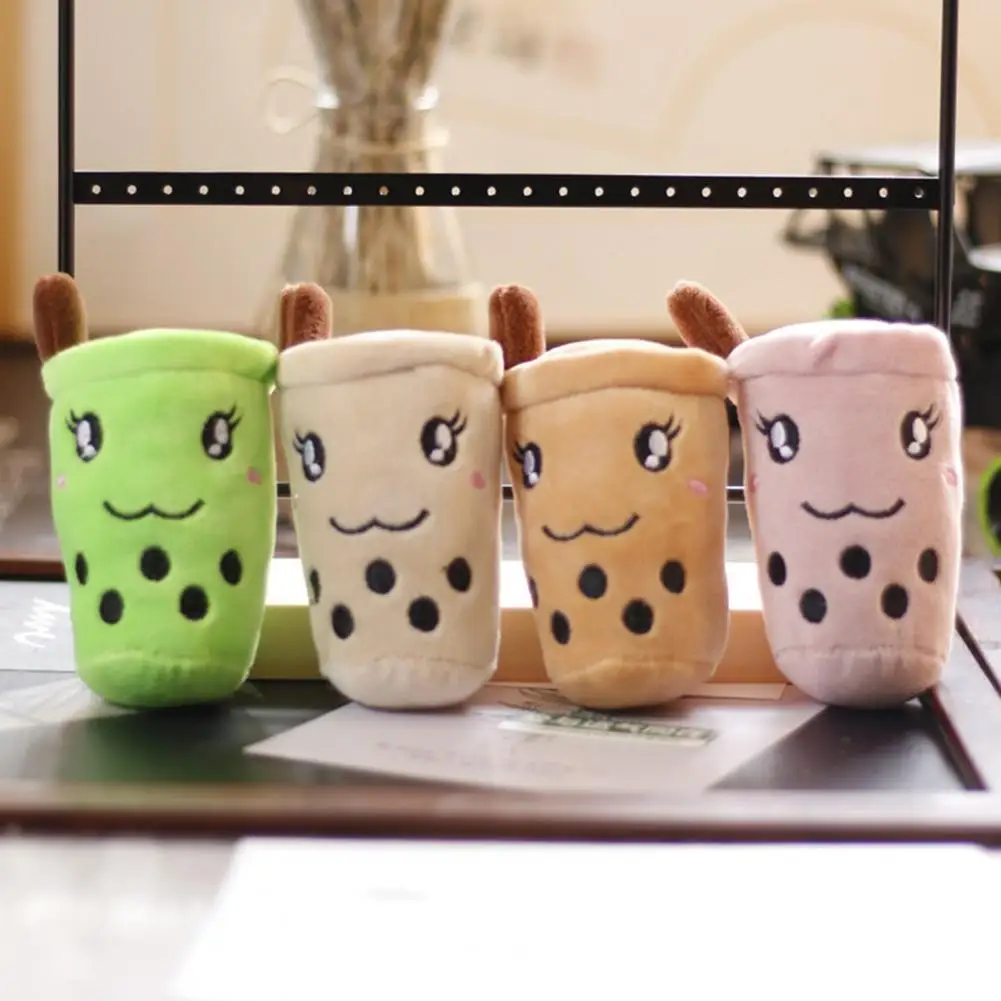 

Bubble Tea Cup Keychain Soft Hanging Design Cartoon Bubble Tea Cup Plush Pendant for Decoration