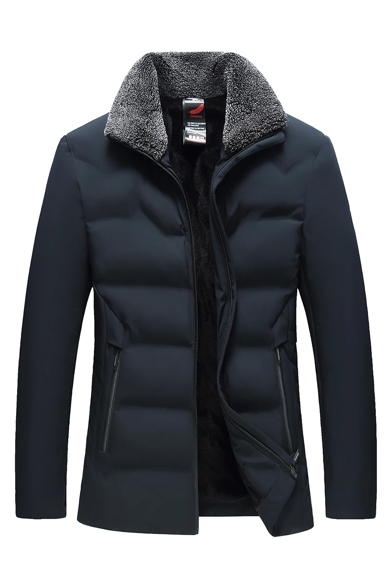 2021 Brand Men's Jacket Middle Aged Feather Cotton Thickened Warm Overcoat Solid Casual Down Coats Men Drop Ship