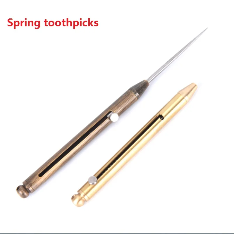 

Titanium Alloy Toothpick Holder Spring Outdoor Camping Tool Portable Multifunction Fruit Fork Toothpick