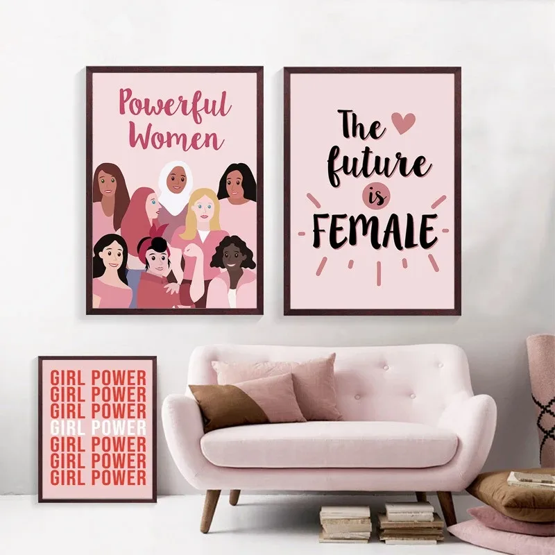 

Girls Gift Modern Pictures Feminist Nursery Art Women Power Hand Wall Art Canvas Painting Prints Living Room Bedroom Wall Poster