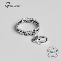 real 925 sterling silver rings for women smile face trendy fine jewelry adjustable antique rings anillos vantage ring