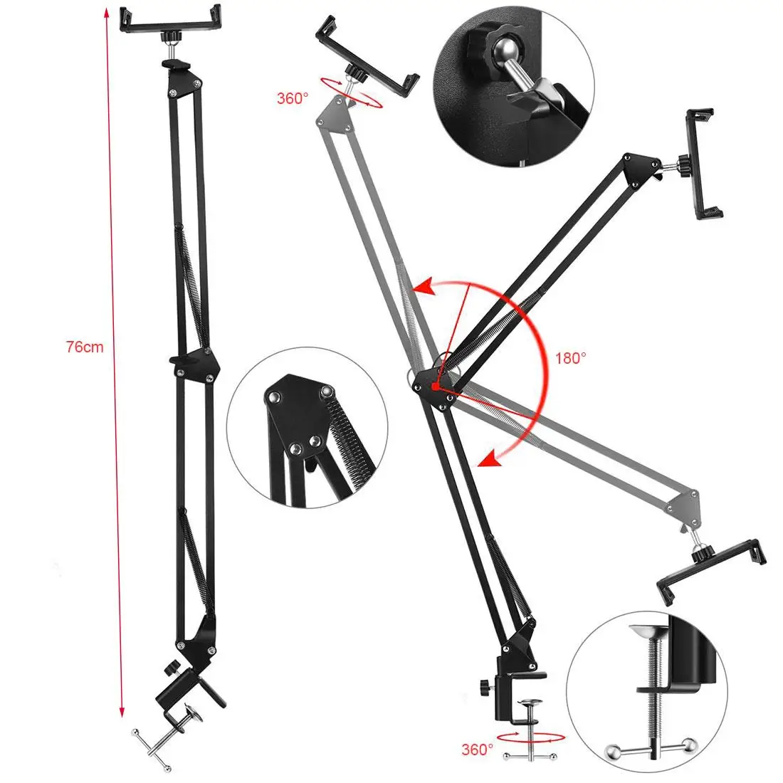 Складной регулируемый гибкий 360 Вращающийся длинный держатель для мобильного телефона настольная кровать ленивый кронштейн Подставка для телефона iphone планшет