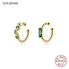 CCFJOYAS, 1 шт., серебро 925 пробы, цвет зеленый, серьги для женщин, цвет циркониевый зажим, манжеты для ушей без пирсинга