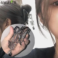 new women vintage hollow geometric butterfly chain pendant metal hair claws elegant hair clips headband fashion hair accessories