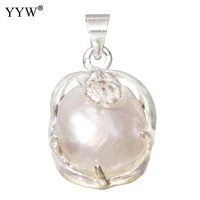 wholesale 1pcs natural freshwater pearl pendants with brass silver color plated 13x19x8mm for jewelry diy making fashion brand