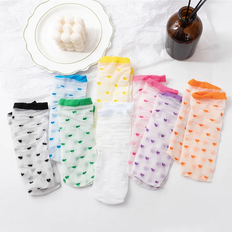 Calcetines finos de verano para ni&ntilde;os, medias de tubo recto sin tac&oacute;n, de seda pura brillante, para padres e hijos-3