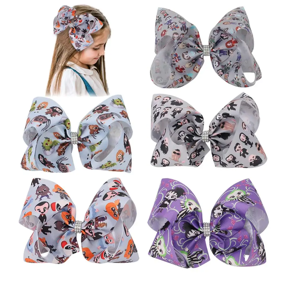 

2020 New Print Flower Grosgrain Ribbon Hair Bows With Alligator clip Boutique Kids Girls Bow Tie Hair Accessorises