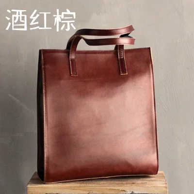 Red Натуральная Crazy Horse кожаная оригинальная женская сумка из воловьей кожи сумка на плечо винтажная простая повседневная женская сумка на одно плечо - Цвет: Red